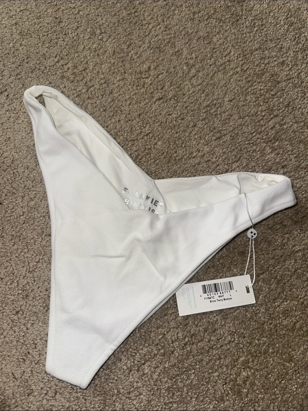 Frankie's Bikinis White Terry One-Piece Swim Bottom